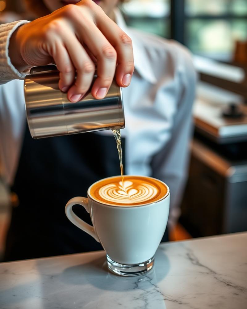 Barista pouring latte art