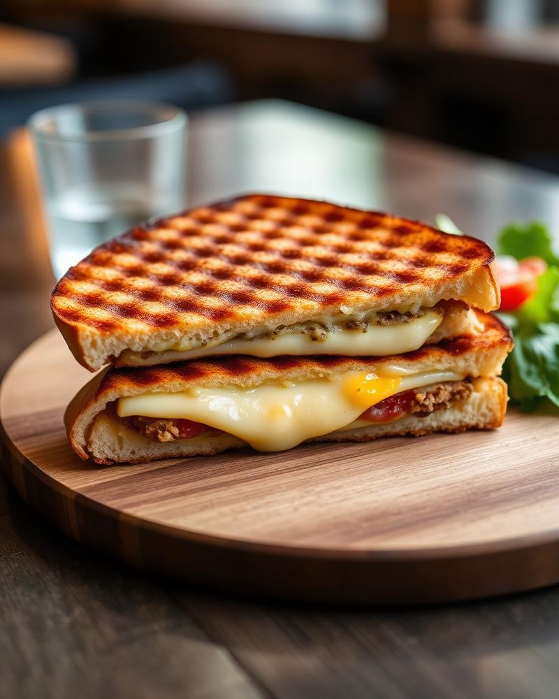Grilled panini with melted cheese